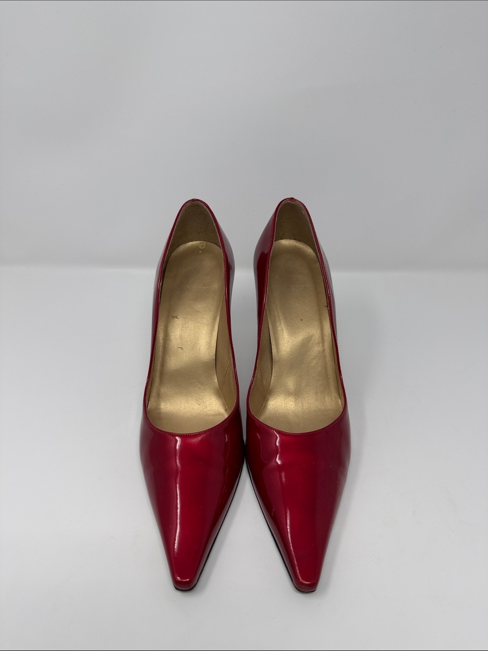 Stuart Weitzman Red Patent Pointed-Toe Pumps